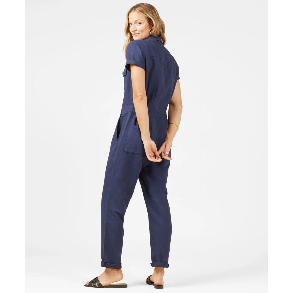 Outerknown S.E.A. Jumpsuit Button Front Romper One Piece Blue L